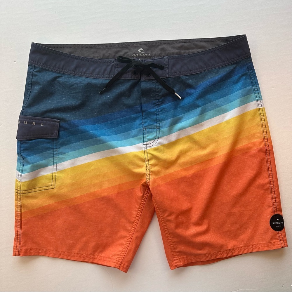 Rip Curl Board Shorts Mens 38 Swimming Flat Front Surf Swim Shorts Drawstring